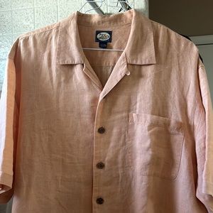 Tommy Bahama Linen camp shirt large peach color